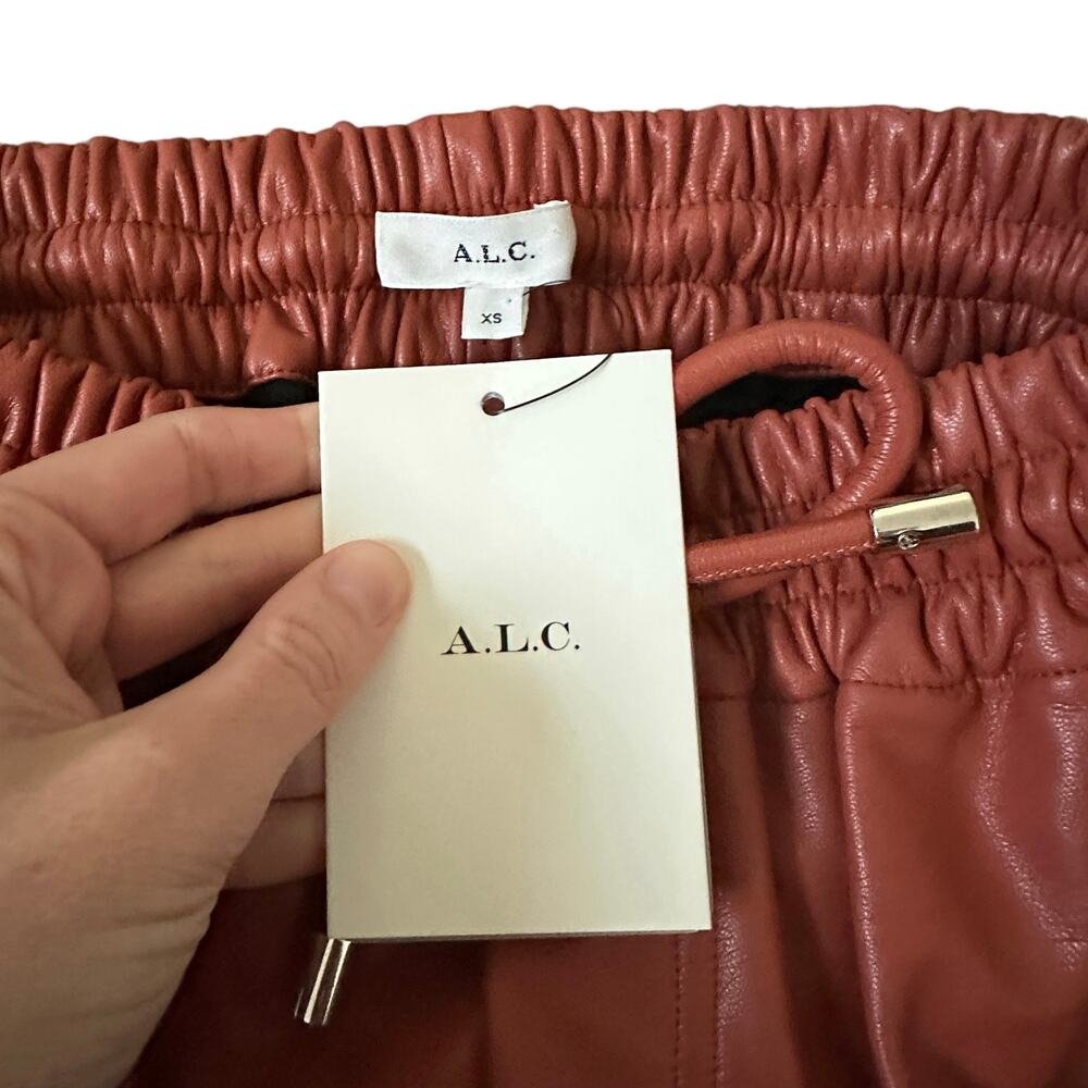 NEW ALC Faux Leather Shorts Brown - Picture 5 of 11